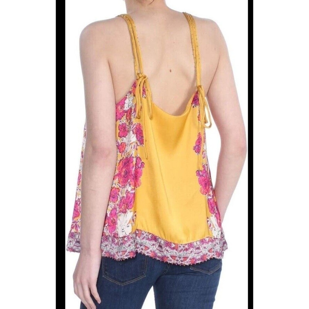 NWOT Free People Move Lightly Cami In Yellow Beaded Boho spring Small revolve - Picture 3 of 9